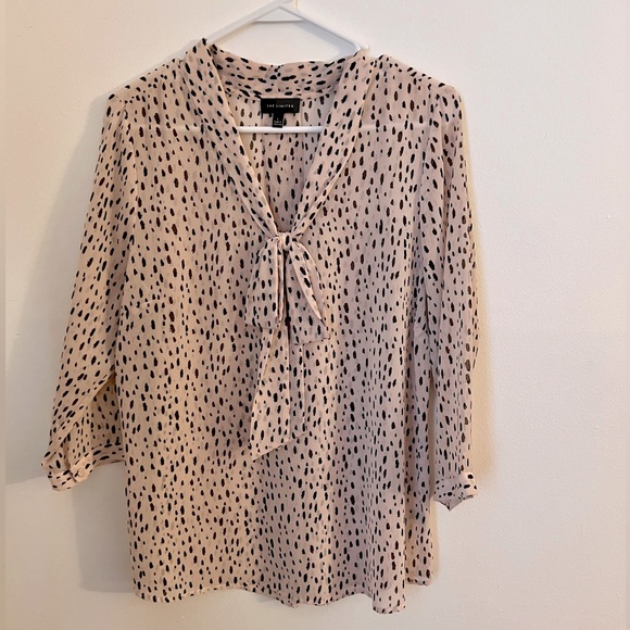 The Limited Tops The Limited Spotted 34 Sleeve Light Pink Sheer